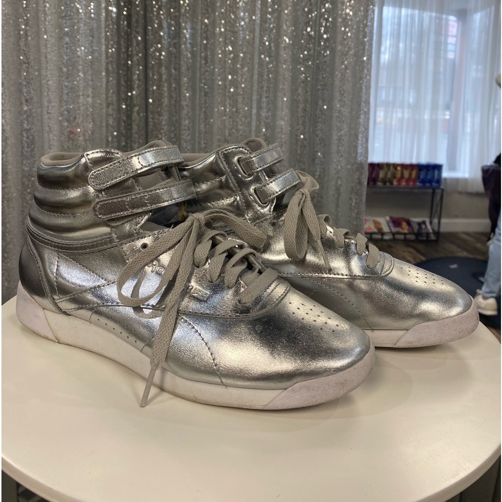 Silver size 7.5 reebok freestyle